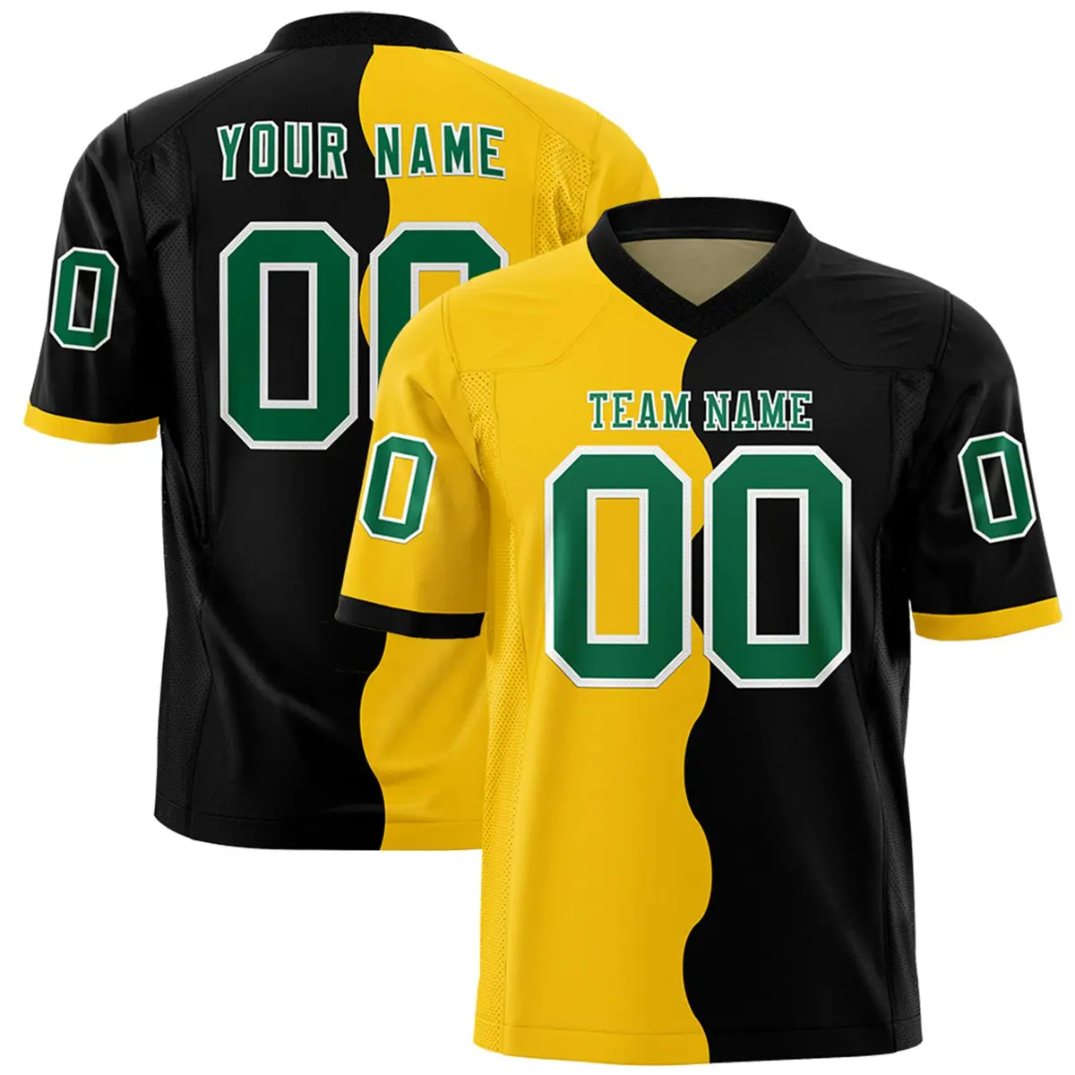 Black Gold Split Mesh Authentic Fashion Football Jersey