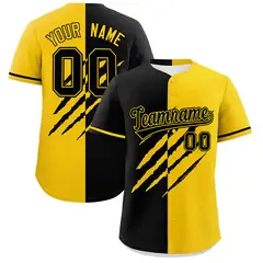 Black Gold Split Tiger Claw Scratch Baseball Jersey 1