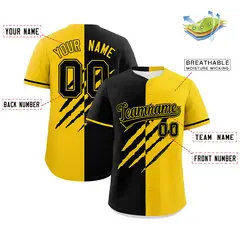 Black Gold Split Tiger Claw Scratch Baseball Jersey 2