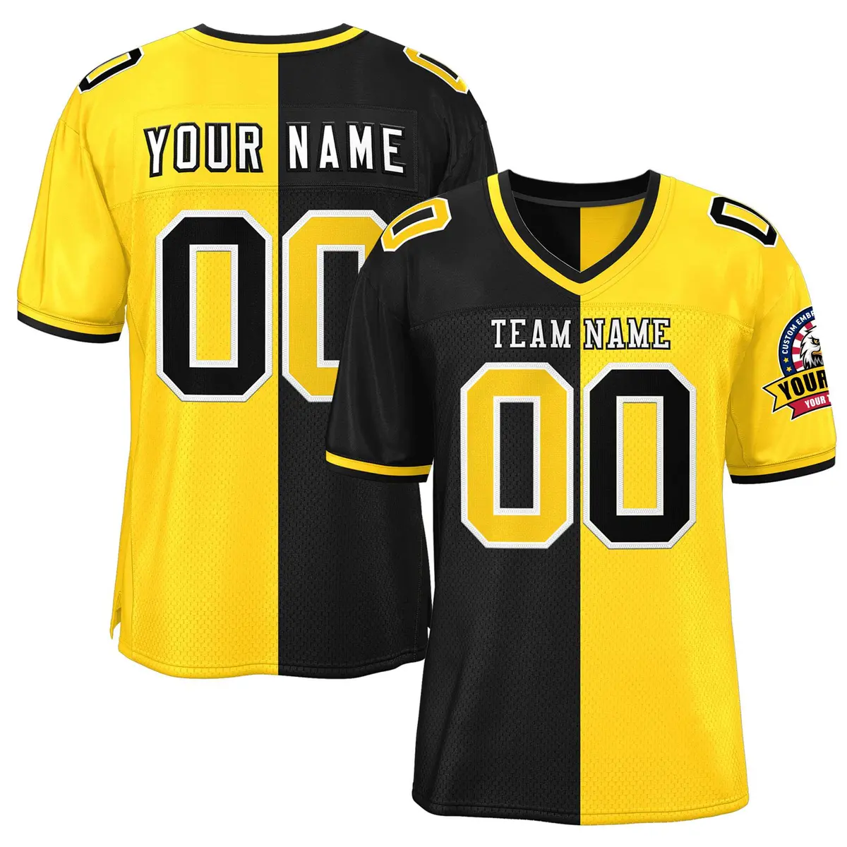 Black Gold Split Two-Tone Authentic Football Jersey
