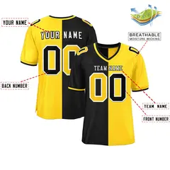 Black Gold Split Two-Tone Authentic Football Jersey 2