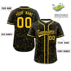 Black Gold Star Graffiti Pattern Authentic Baseball Jersey 2