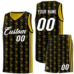 Black Gold Star Graffiti Sports Uniform Basketball Jersey 1
