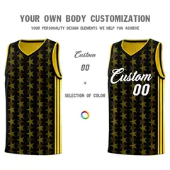Black Gold Star Graffiti Sports Uniform Basketball Jersey 3