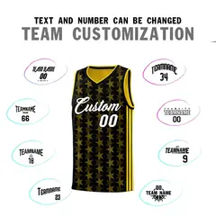 Black Gold Star Graffiti Sports Uniform Basketball Jersey 4