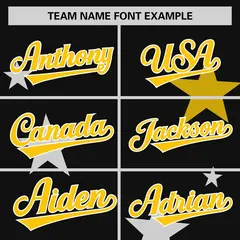 Black Gold Star Graffiti Two-Button Baseball Jersey 3