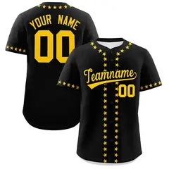 Black Gold Star Ribbing Authentic Baseball Jersey 1