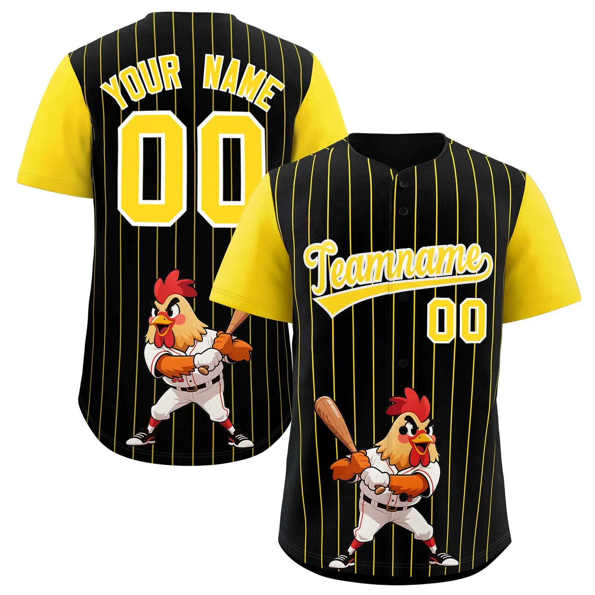 Black Gold Stripe Animals Graffiti Raglan Baseball Jersey
