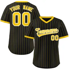 Black Gold Stripe Authentic Pullover Baseball Jersey 1
