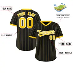 Black Gold Stripe Authentic Pullover Baseball Jersey 2