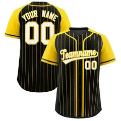 Black Gold Stripe Raglan Authentic Baseball Jersey