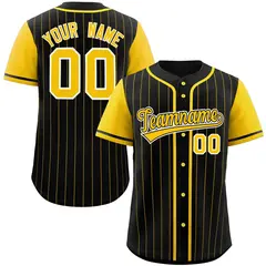 Black Gold Stripe Raglan Authentic Baseball Jersey 1