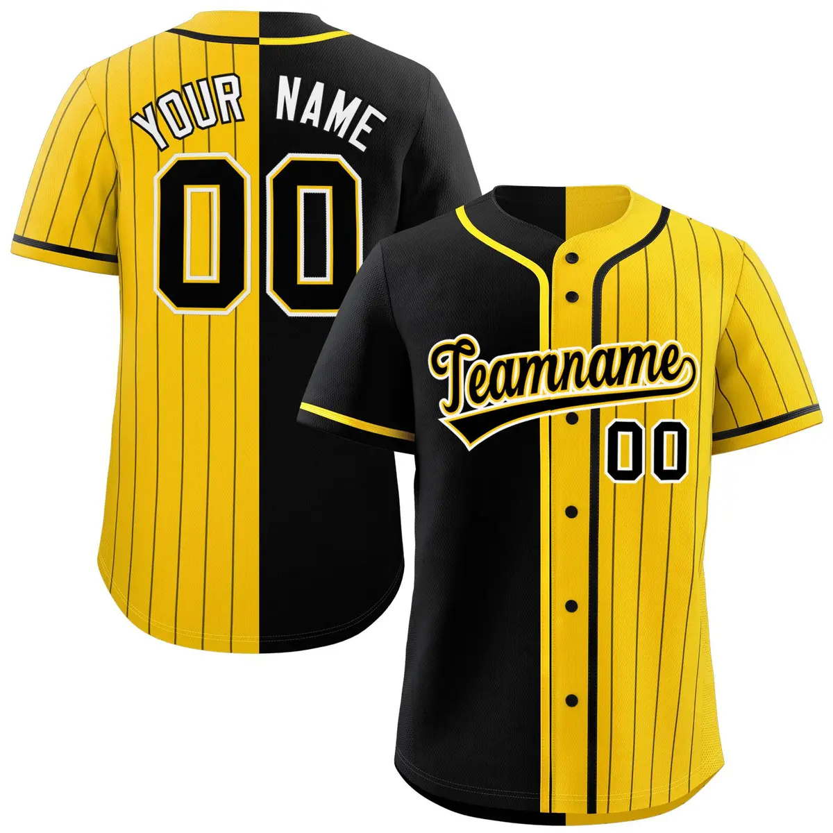 Black Gold Stripe-Solid Combo Authentic Baseball Jersey