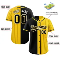 Black Gold Stripe-Solid Combo Authentic Baseball Jersey 2