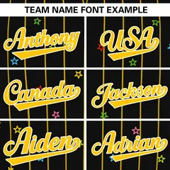 Black Gold Stripe Star Pattern Baseball Jersey 3