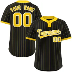 Black Gold Stripe Two-Button Softball Jersey 1