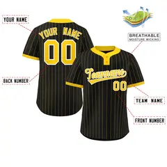 Black Gold Stripe Two-Button Softball Jersey 2