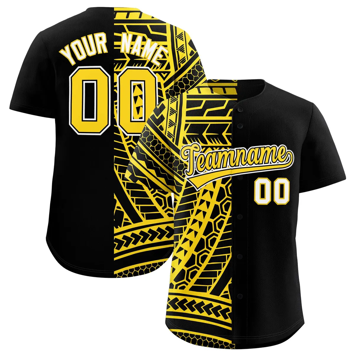 Black Gold Tribal Split Baseball Jersey