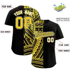 Black Gold Tribal Split Baseball Jersey 2