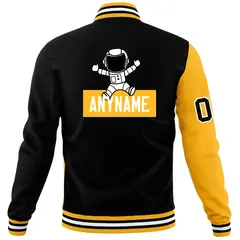 Black Gold Two Tone Split Varsity Full-Snap Raglan Letterman Jacket 6