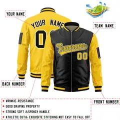 Black Gold Two-Tone Varsity Letterman Bomber Jacket 2