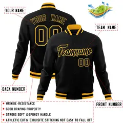 Black Gold Varsity Full-Snap Letterman Baseball Jacket 4