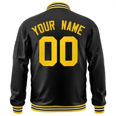 Black Gold Varsity Full-Zip Letterman Bomber Jacket 4