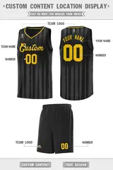 Black Gold Vertical Stripe Basketball Jersey 2