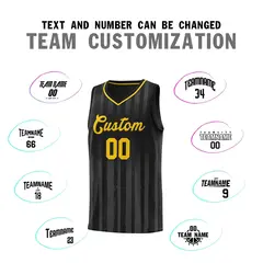 Black Gold Vertical Stripe Basketball Jersey 3