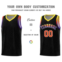 Black Gold Wave Pattern Sports Uniform Basketball Jersey 3