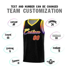 Black Gold Wave Pattern Sports Uniform Basketball Jersey 4