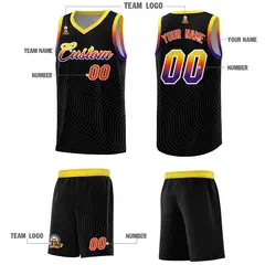Black Gold Wave Pattern Sports Uniform Basketball Jersey 5