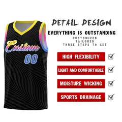 Black Gold Wave Pattern Sports Uniform Basketball Jersey 2