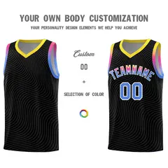 Black Gold Wave Pattern Sports Uniform Basketball Jersey 3