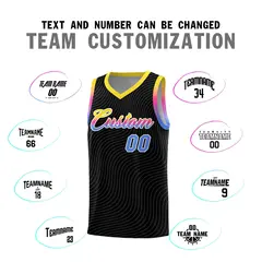 Black Gold Wave Pattern Sports Uniform Basketball Jersey 4