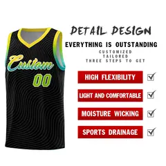 Black Gold Wave Pattern Sports Uniform Basketball Jersey 2