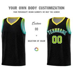 Black Gold Wave Pattern Sports Uniform Basketball Jersey 3
