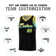 Black Gold Wave Pattern Sports Uniform Basketball Jersey 4