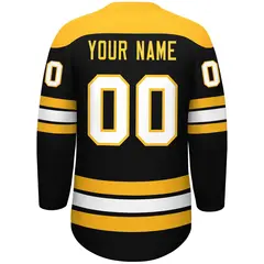 Black Gold White Classic Lace-Up Neck Hockey Jersey 4