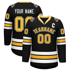Black Gold-White Classic Style Hockey Jersey 1