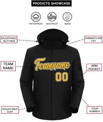 Black Gold-White Classic Style Waterproof Jacket 2