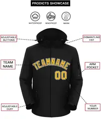 Black Gold-White Classic Style Waterproof Jacket 2
