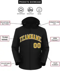 Black Gold-White Classic Style Waterproof Jacket 2