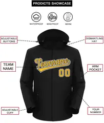 Black Gold-White Classic Style Waterproof Jacket 2