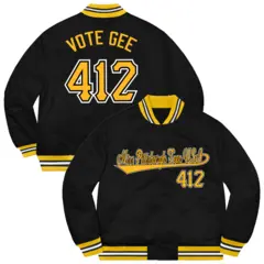 Black Gold White Classic Varsity Full-Snap Letterman Jacket