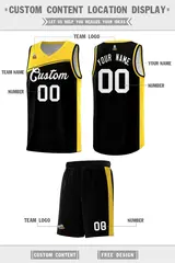 Black Gold-White Color Block Basketball Team Jersey 2