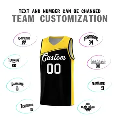 Black Gold-White Color Block Basketball Team Jersey 3