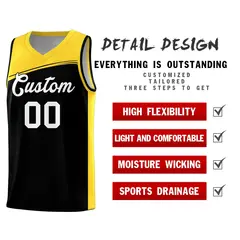 Black Gold-White Color Block Basketball Team Jersey 4