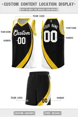 Black Gold-White Color Block Basketball Team Jersey 2