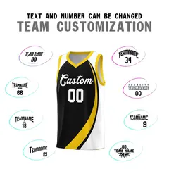 Black Gold-White Color Block Basketball Team Jersey 3